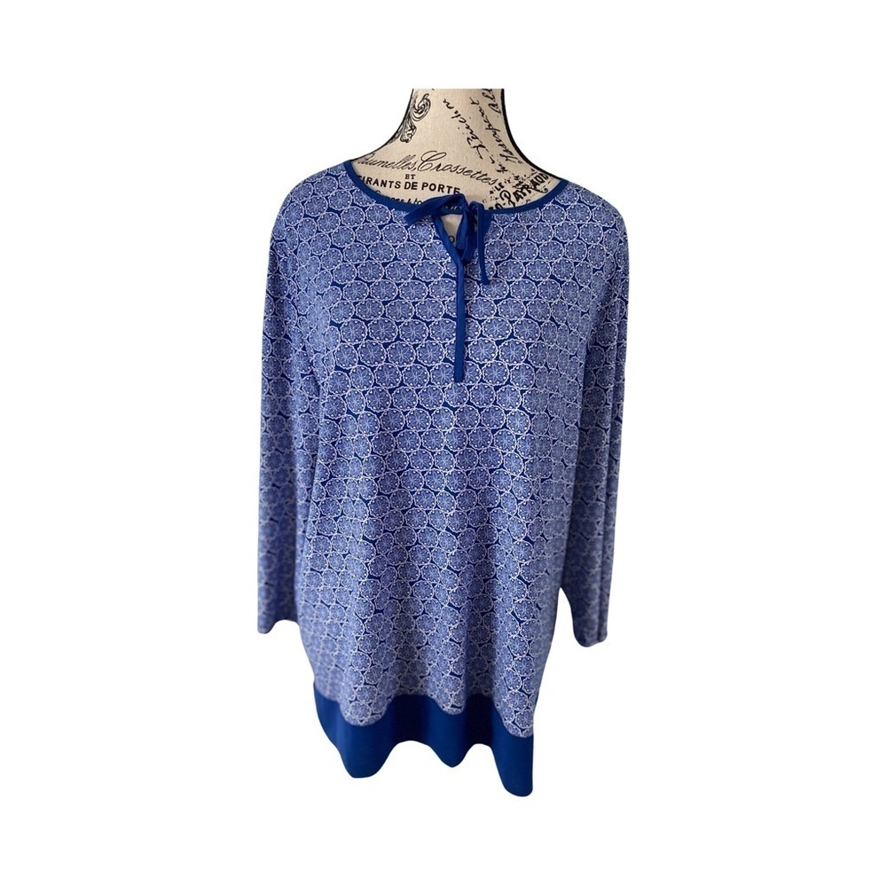 Chico's Mini Medallions Bristol Split Neck Tunic Top Blouse Size 2 (12/14-L)